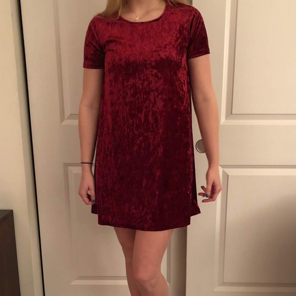Crushed Red Velvet Dress